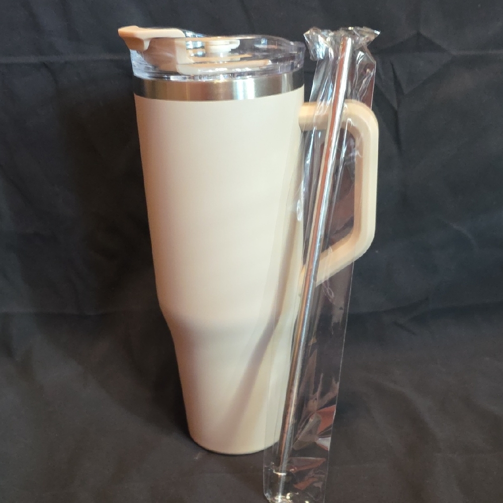 Insulated Cream Tumbler with Handle - 40 Oz.